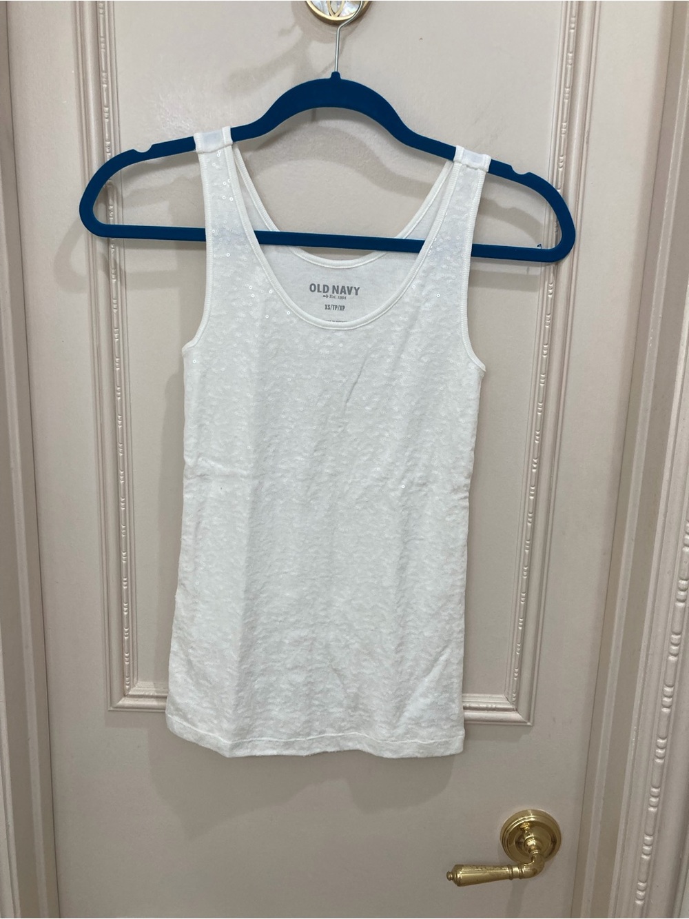 Old Navy Cream Sequin Scoop Neck Tank Top